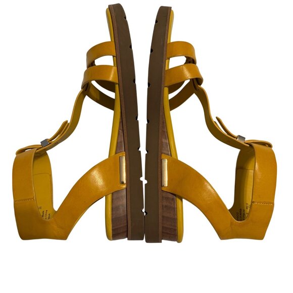 8.5 Womens Franco Sarto Dosha Mustard Gold Yellow Gladiator Sandals Shoes - Picture 9 of 10
